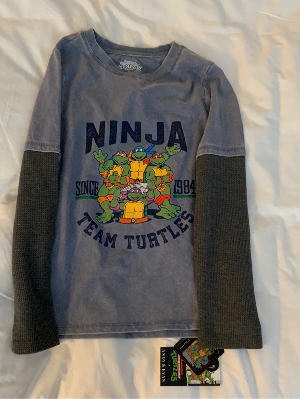 Andy & Evan NWT Ninja Turtles Tee with Gray Sleeves